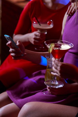 3 hot women having fun in bar